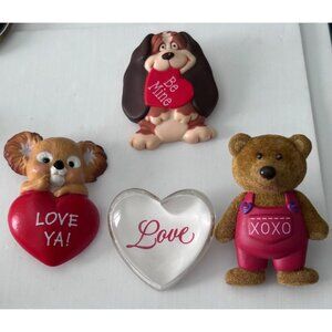 Vintage Hallmark Valentine Pins Lot 4 Pin Dog Bear Koala Heart Shape